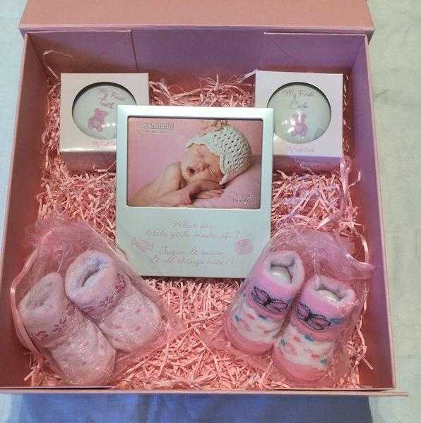 Handcrafted keepsake box with gifts - new baby  baby shower