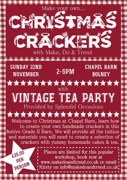 Handmade Christmas Crackers Craft Workshop with Vintage Tea Party