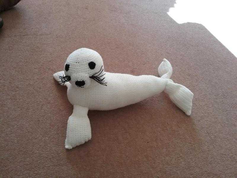 Handmade crocheted seal toy