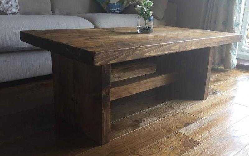 HANDMADE NEW FOREST CHUNKY RUSTIC COFFEE TABLE SOLID WOOD MK4 DARK OAK STAIN