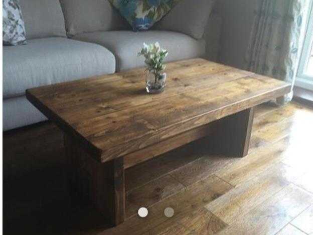 HANDMADE NEW FOREST CHUNKY RUSTIC COFFEE TABLE SOLID WOOD MK4 DARK OAK STAIN