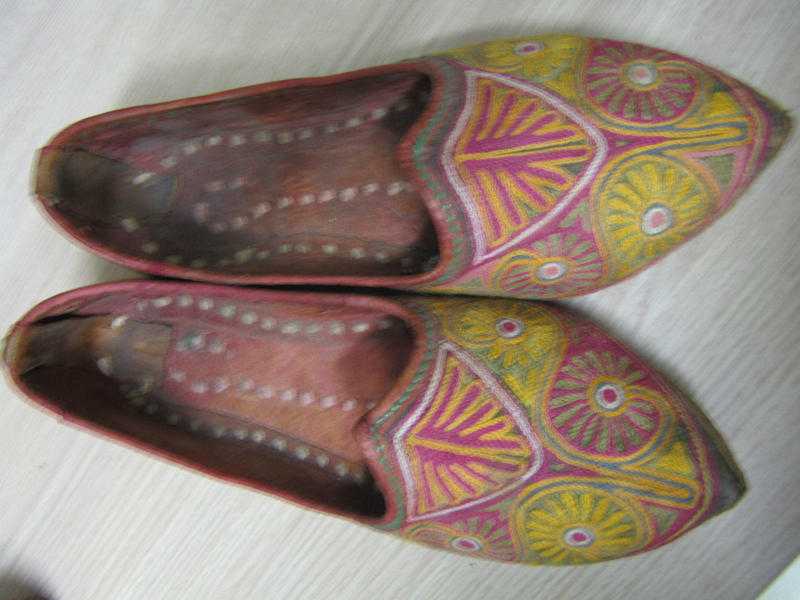 Handmade quirky unusual gorgeous Indian emboidered shoes or slippers