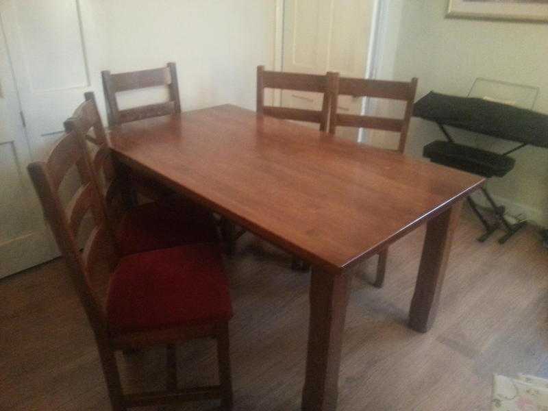 Hardwood Dining Table and Six Chairs