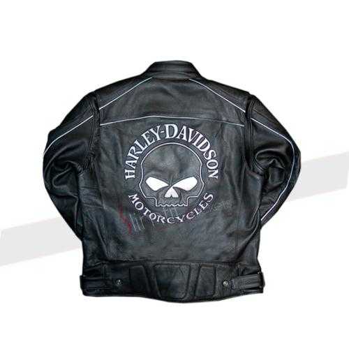 Harley Davidson Reflective Skull Motorcycle Leather Jacket