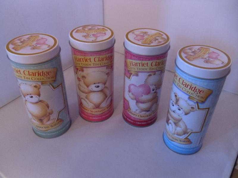 HARRIET CLARIDGE 4 Cute Teddy Tins Collection