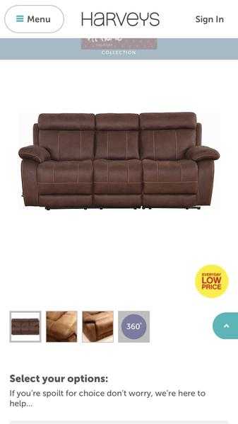 Harveys   Whitby 3 Seater Recliner Sofa New Still in parking  Original price 499 Saling 299  Deta