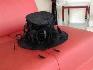 Hat black pillbox shape