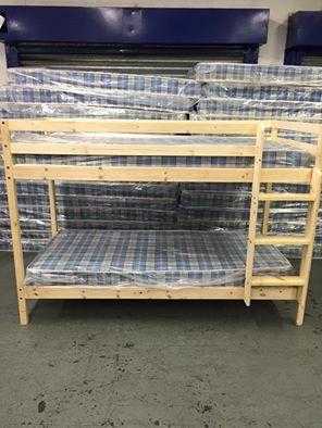 HAYLEY PINE BUNK BED WITH MATTRESSES - NEW