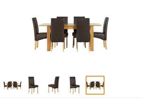 Heart of House Cleveden Table with 6 Chocolate Chairs