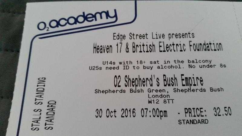 Heaven 17 amp British Electric Foundation - Sunday 30 Oct - Shepherds Bush Empire