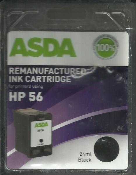 Hewlett Packard HP 56 Black Ink Jet Cartridges - Manufactured by ASDA - Brand New in Packaging