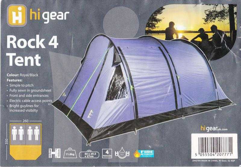 Hi Gear Rock 4 Tent and camping equipment Used Once