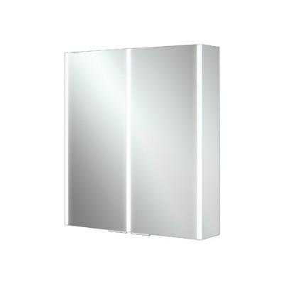 HiB Xenon 60 Aluminium Double Door Bathroom Cabinet with vertical LED 700mm H x 605mm W x 130mm D