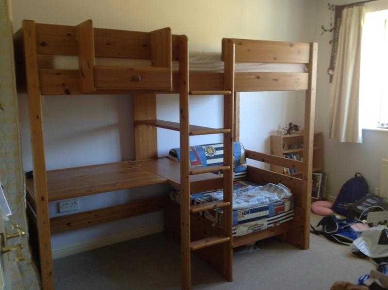 High Bed Unit with desk and guest bed