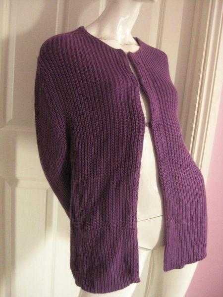 Hobbs Purple Chunky Cardigan UK L (1416)...HARDLY WORN (ORIGINAL) FREE POSTAGE