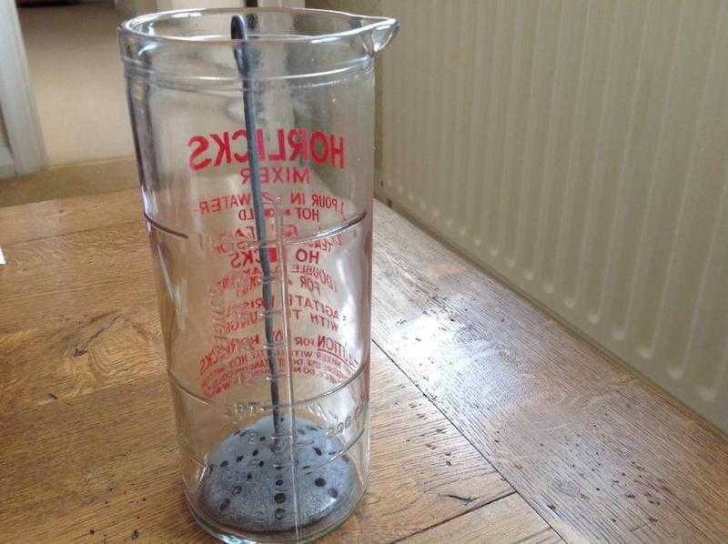 Horlicks glass mixer jar and  plunger