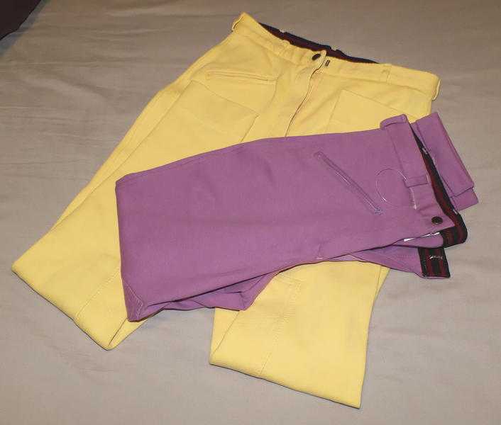 Horse Riding Jodphurs - 28in Ladies in Plum or Yellow