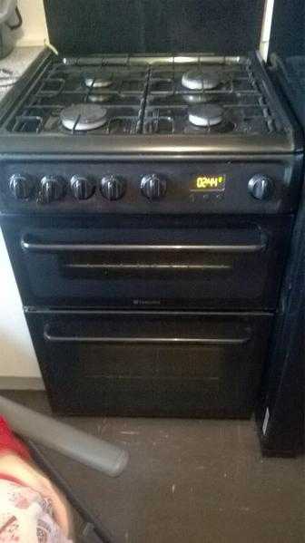 Hotpoint black double oven gas cooker