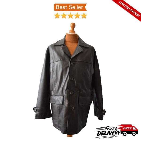 House Of Fraser Linea Mens Genuine Leather Brown Blazer Jacket Size Large - Was 199