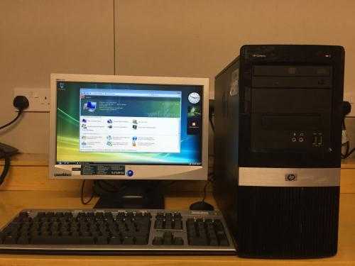 HP Compaq DX2400 PC and eMachines Widescreen Monitor Package. 160GB HDD, 4GB RAM