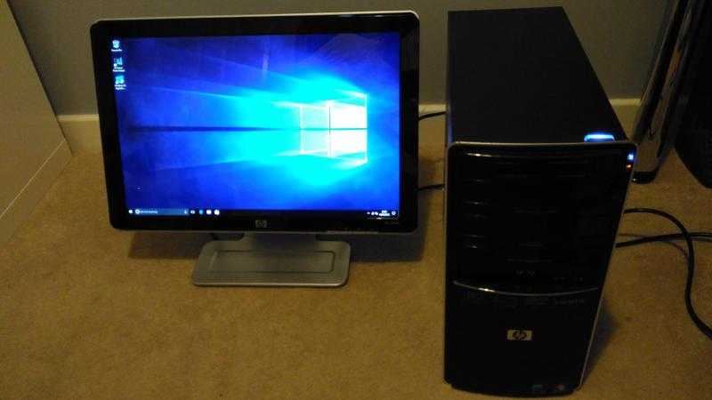 HP Quad Core PC with twin monitors and wireless keyboardmouse