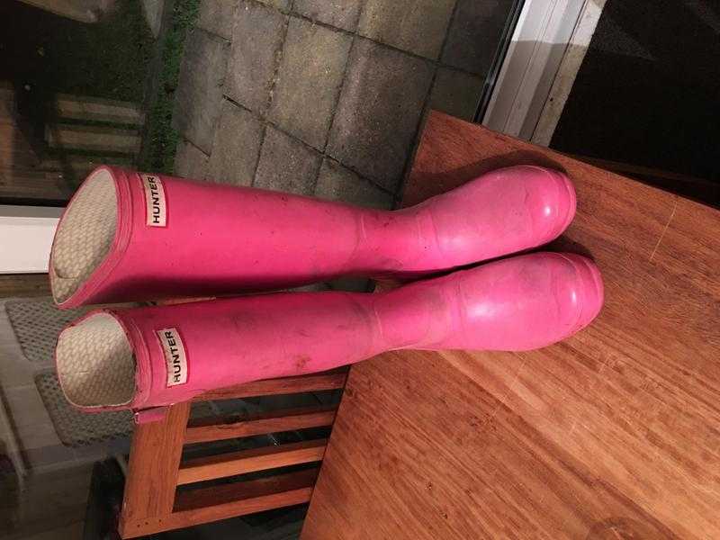 Hunter Wellington boots pink