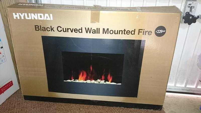 HYUNDAI WALLMOUNTED CURVED METAL BLACK FIRE