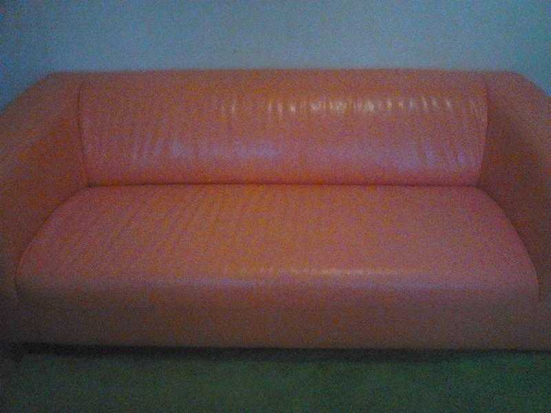 IKEA 3 seater orange sofa, KLIPPAN, washable