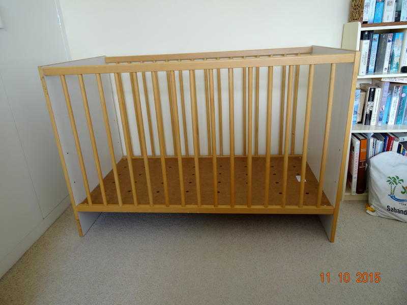 Ikea Beechwood and White Cot