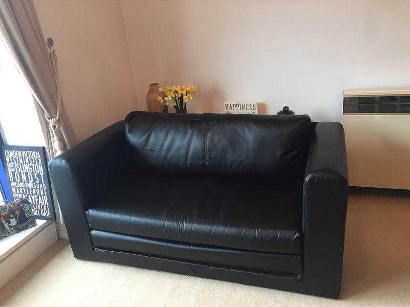 IKEA Black Leather Sofa Bed