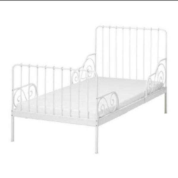 Ikea childrens white extendable bed.