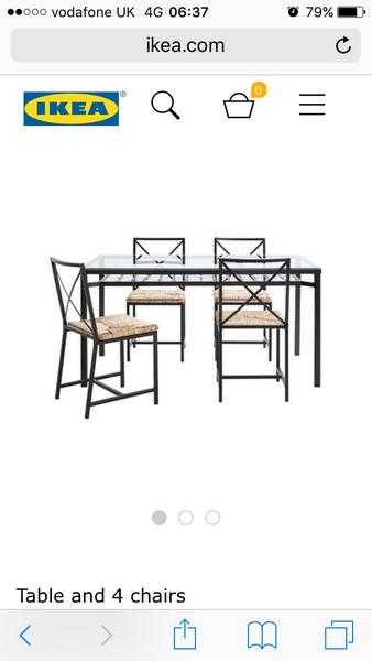 IKEA glass table and 4 chairs