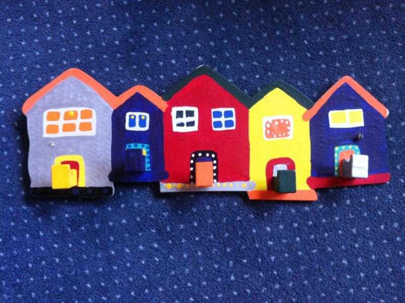 IKEA kids coat rack coloured houses