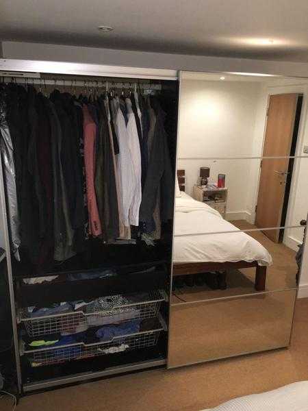 IKEA Pax Wardrobe, Blackbrown With Mirrored Sliding Doors