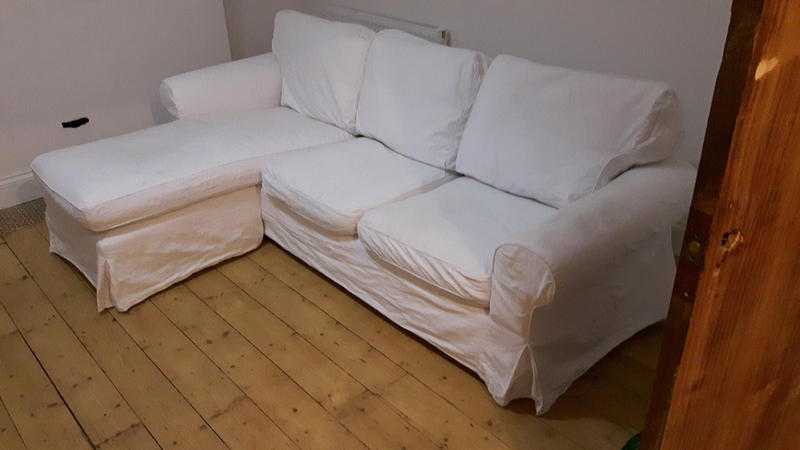 Ikea Sofa and Chaise Longue   Model EKTORP   Colour Blekinge white