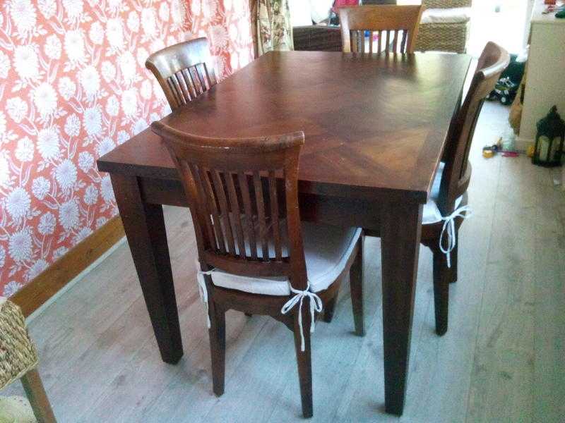 Indonesian teak dining table and chairs