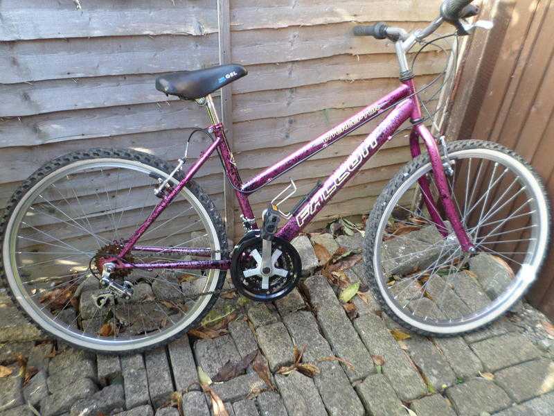 intercepter falcon purple and pink fleck ladies bicycle 15 shimano twist grip gears 26inch wheels