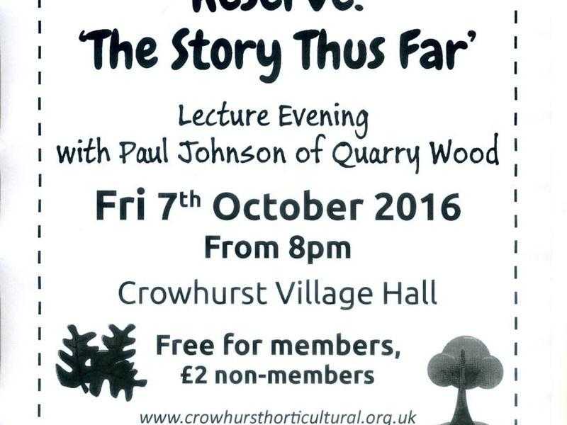 Interesting evening presentation 7th October 2016 from 8pm Crowhusrt village Hall