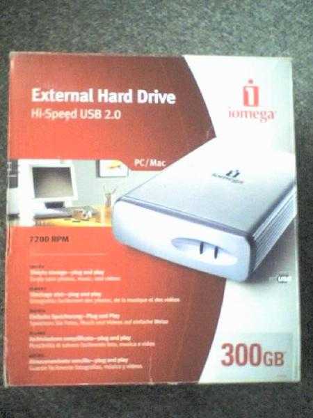 Iomega External 300Gb Hi-Speed USB 2.0 Hard Drive for PC  MAC.