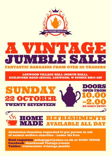 It039s back  The VINTAGE JUMBLE returns to Loxwood North Hall