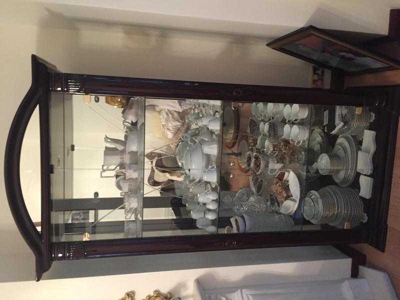 Italian display unit all glass with wooden frame for SALE