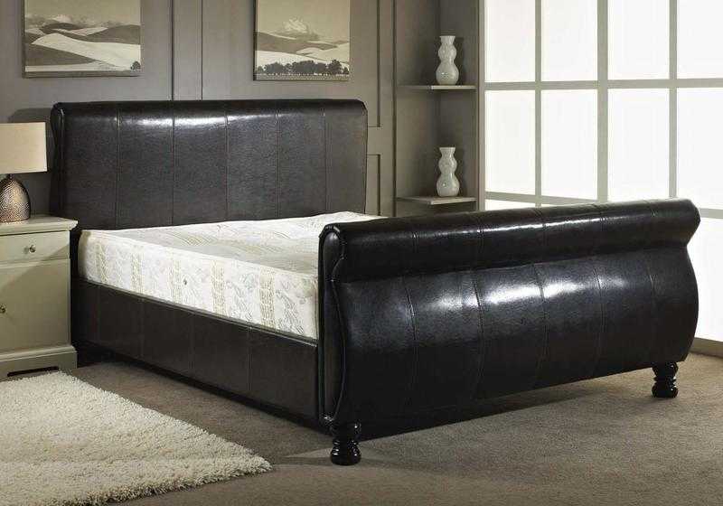 ITALIAN DOUBLE LEATHER BED FRAME - BRAND NEW - BROWN COLOR - CALL NOW