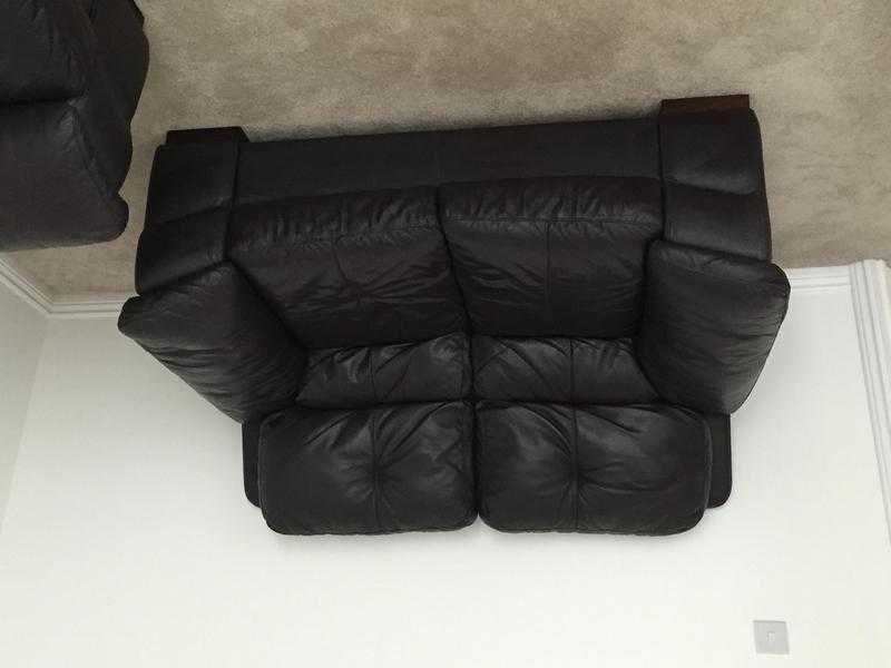 Italian leather 3-2-1 sofa with storage pouffe