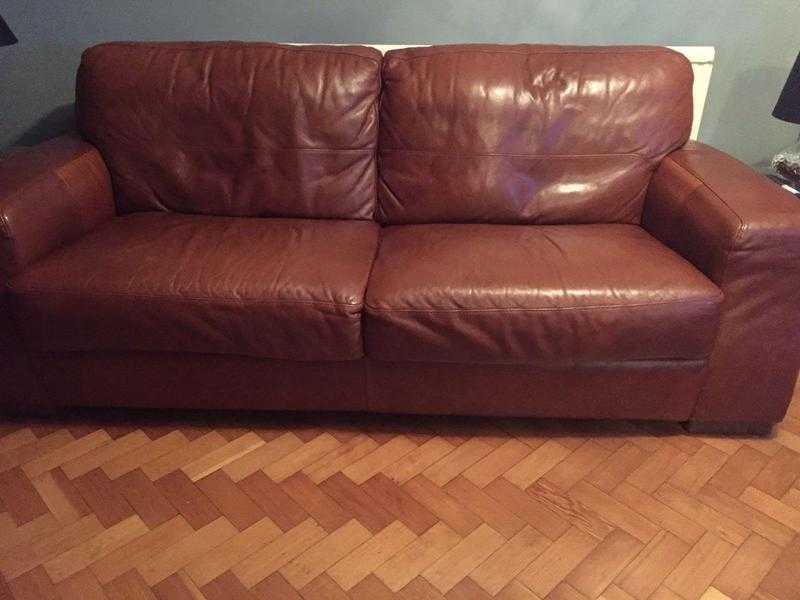 Italian Leather brown large Sofa and chair