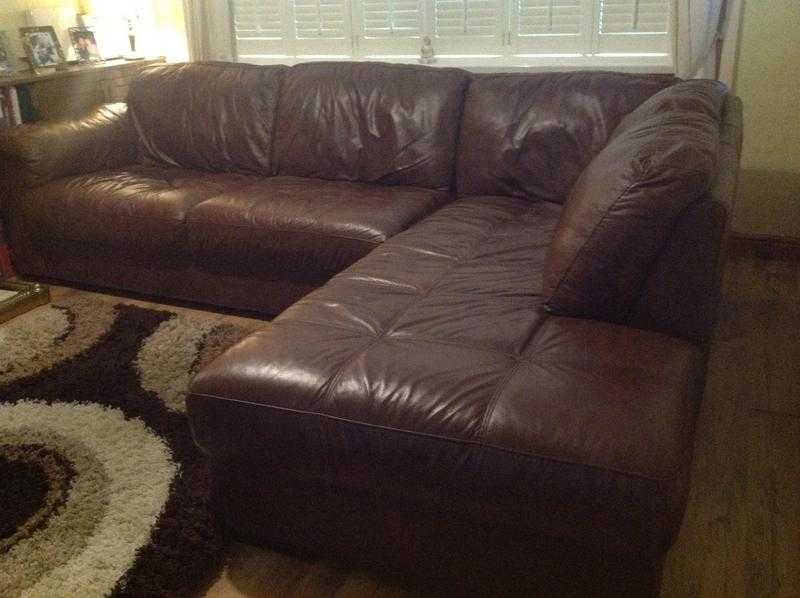 Italian Leather L-Shaped corner unit sofa