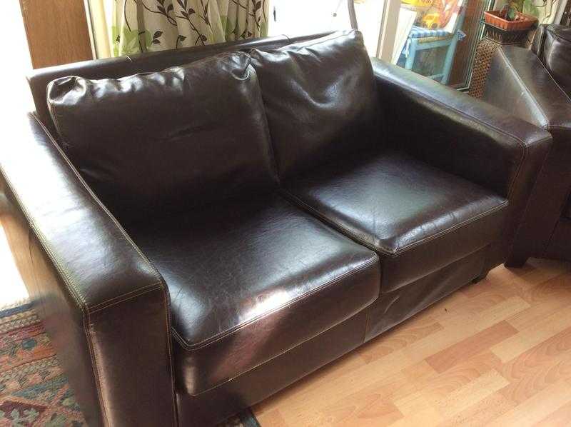 Italian leather two seater sofa and chair  like new