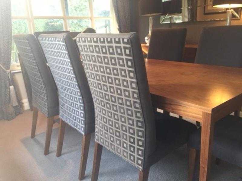 Italian Style Dining Table Set  8 Upholstered Chairs  Sideboard