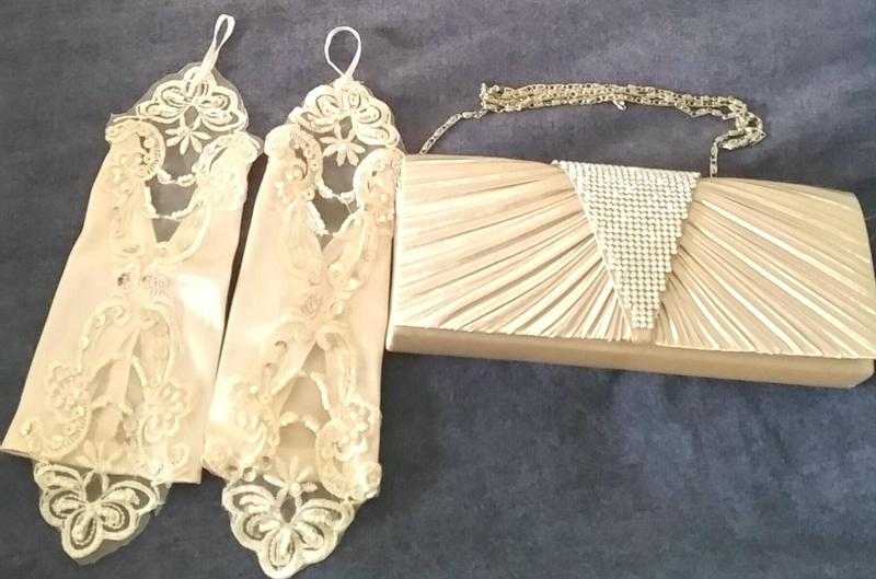 Ivory Gloves and Clutch Bag