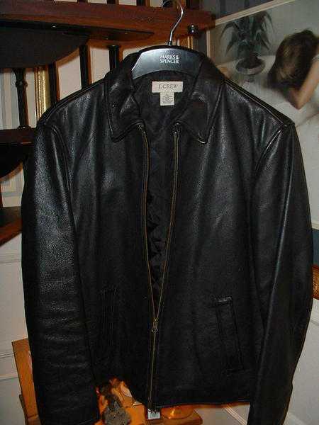 J-Crew Black Leather Biker Jacket Size Large in Great Condition Hardly Worn