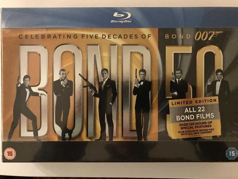 James Bond 50 Collection Blu-ray 22-Disc Set, Box Set. New and sealed
